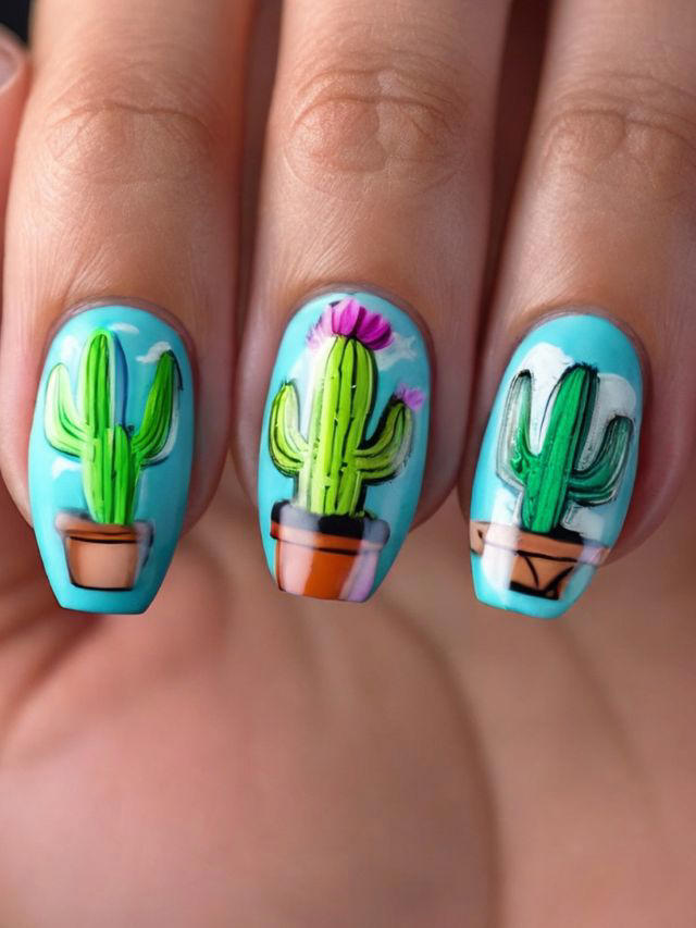 65 Creative Cactus Nail Designs And Ideas 9548