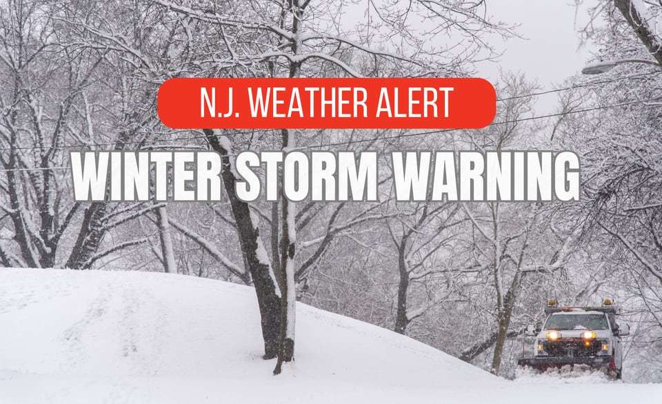 n.j. weather: winter storm warnings issued for 4 counties, with 4 to 6 inches of snow, slick roads expected