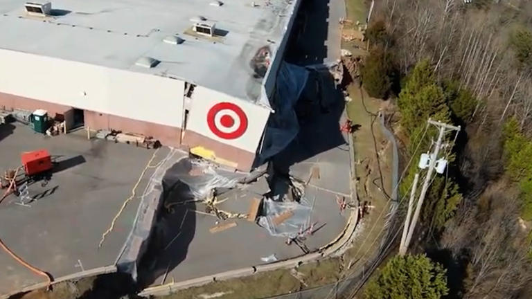 Video shows Target store sliding down hillside in West Virginia as store is forced to close
