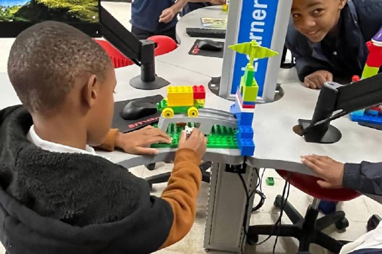 Allendale-Fairfax Elementary School students are pictured using LEGOS with materials purchased with the Savannah River Mission Completion grant.