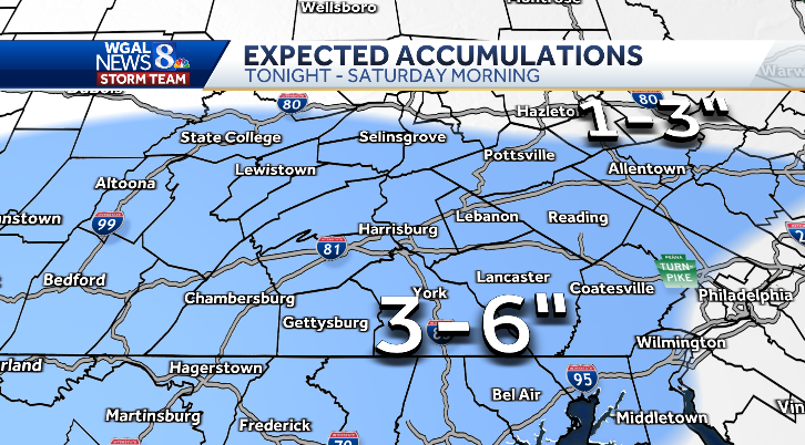 android, storm could bring up to 6 inches of snow to parts of the susquehanna valley