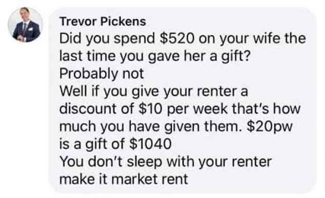 real estate agent declares landlords should never give discounts to their tenants - and his reason why tells you more about him than you would like to know