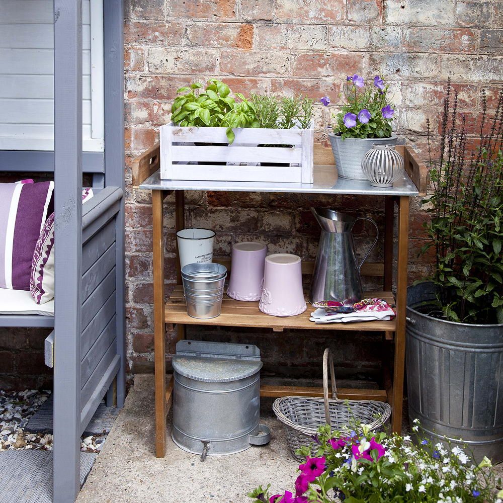 <p>                     Turn something old into something new. Rather than throwing out a piece of old furniture see if you can repurpose it to fit for a job in the garden. An unwanted set of shelves could be perfect for creating a budget friendly potting table.                   </p>                                      <p>                     To keep it looking its best we advise adding a coat of weatherproof shielding, be it varnish or garden furniture paint. Check the shed to see what you already have to hand, in order to keep the task free.                   </p>