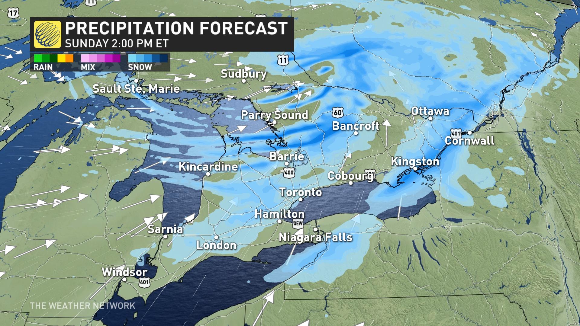 snow throws a wrench into southern ontario holiday weekend plans