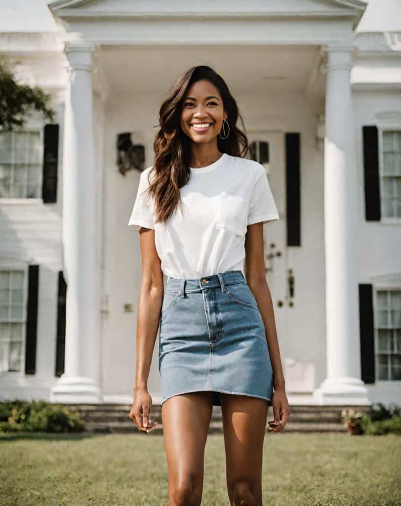 <p>One of the best combinations for you is to wear your white tee with a <a href="https://blog.petitedressing.com/mini/" title="">mini skirt</a>. You can effortlessly build a chic outfit with this, especially if you’re big on showing off your lovely legs.</p>