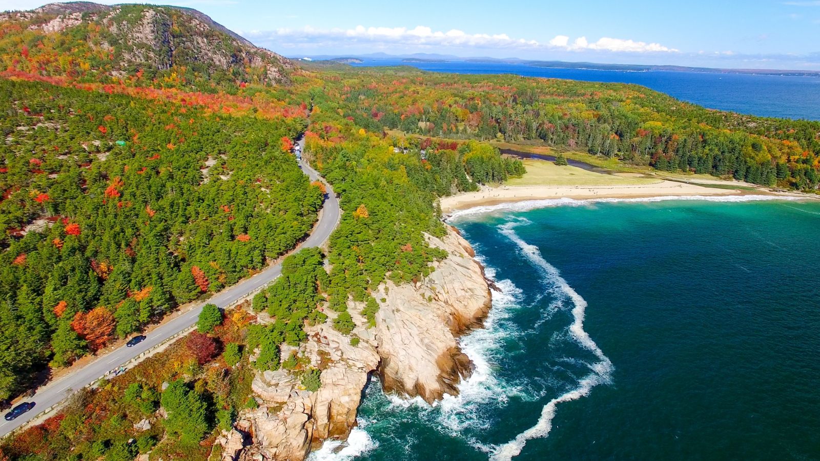 <p>Acadia National Park in Maine is known for its cobble beaches, exposed granite domes, and U-shaped valleys. The <a href="https://www.nps.gov/acad/planyourvisit/park-loop-road.htm">National Park Service </a>hails the 27-mile Park Loop Road as the “go-to scenic drive around the east side of Mount Desert Island, connecting Acadia’s lakes, mountains, and shoreline.”</p>
