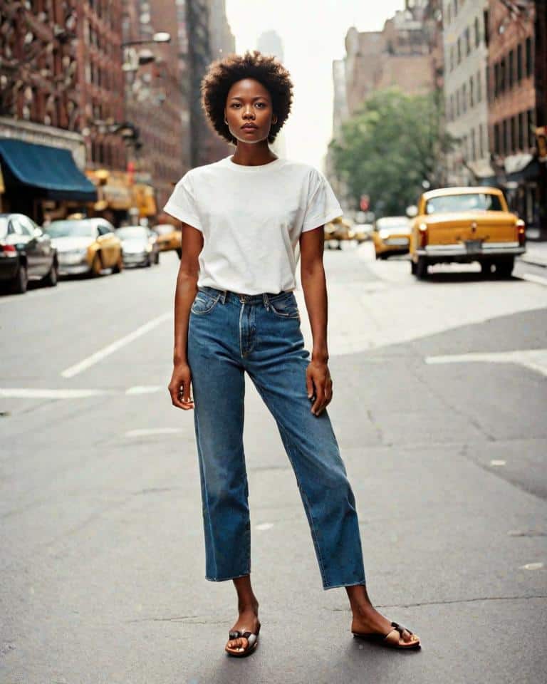 <p>Keep it cool. Keep it classic. Stay stunning with ankle-length straight leg jeans on your white shirt. The cropped length is just right to create an elongating effect on your legs while you can score extra style points with a blazer.</p>