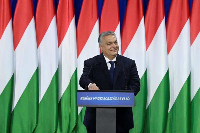 embattled orbán addresses hungary in first appearance since country's president quit in a scandal