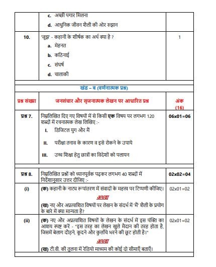 cbse board exam 2024: last minute class 12 hindi sample paper to score 90+ marks