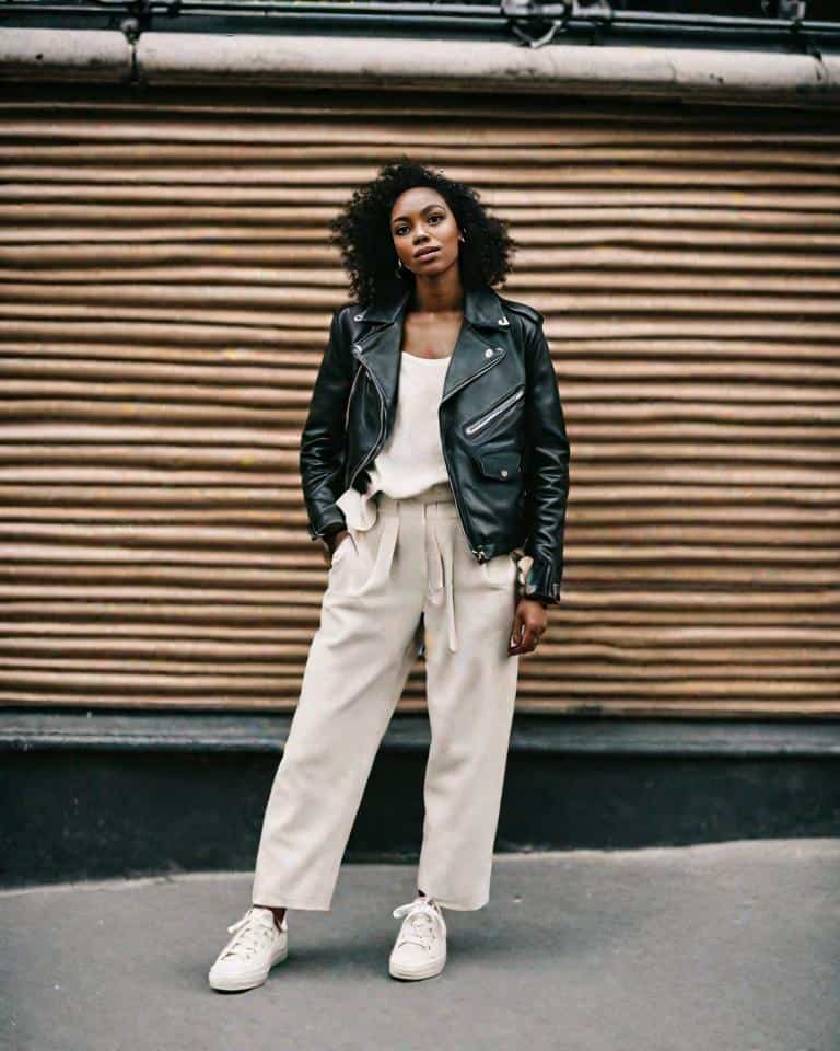 <p>Think of all the bad boys on television and how they always look stunning and dangerous in a black leather jacket. You can pull off a similar look by wearing your leather jacket over a white t-shirt. Complete that urban vibe with a pair of boots.</p>