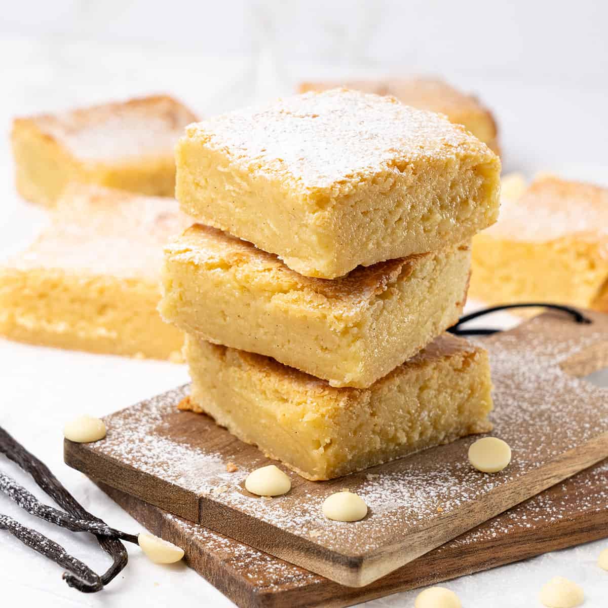<p>These scrumptious <strong><a href="https://www.spatuladesserts.com/white-chocolate-brownies/">white chocolate brownies</a></strong> elevate the classic brownie to an entirely new level of heavenly yumminess by blending rich, creamy white chocolate into a perfectly soft and fudgy baked good! Whether you’re a lover of white chocolate or looking to try a new twist on traditional brownies, this decadent sweet treat is easy to make and sure to leave you craving more!</p><p><strong>Go to the recipe: <a href="https://www.spatuladesserts.com/white-chocolate-brownies/">White Chocolate Brownies</a></strong></p>