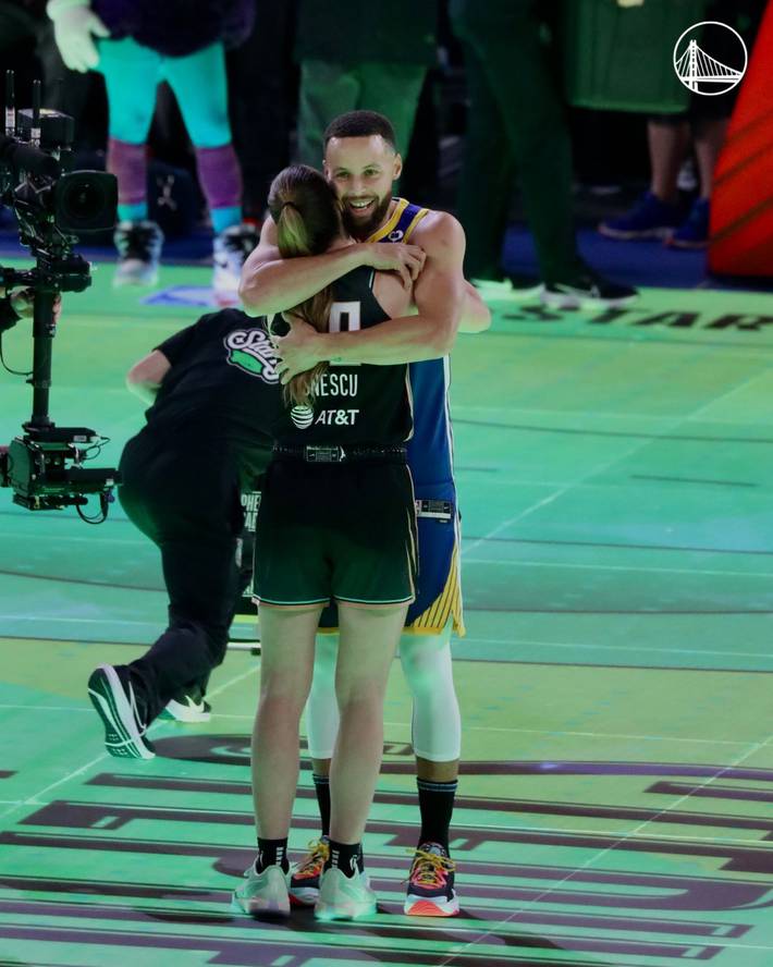 stephen curry supera sabrina ionescu e vence desafio inédito de arremessos de três pontos da nba