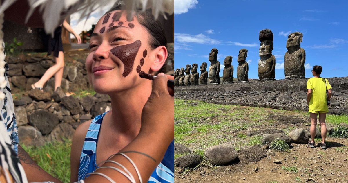 jodi sta. maria gets her face painted on chile tour