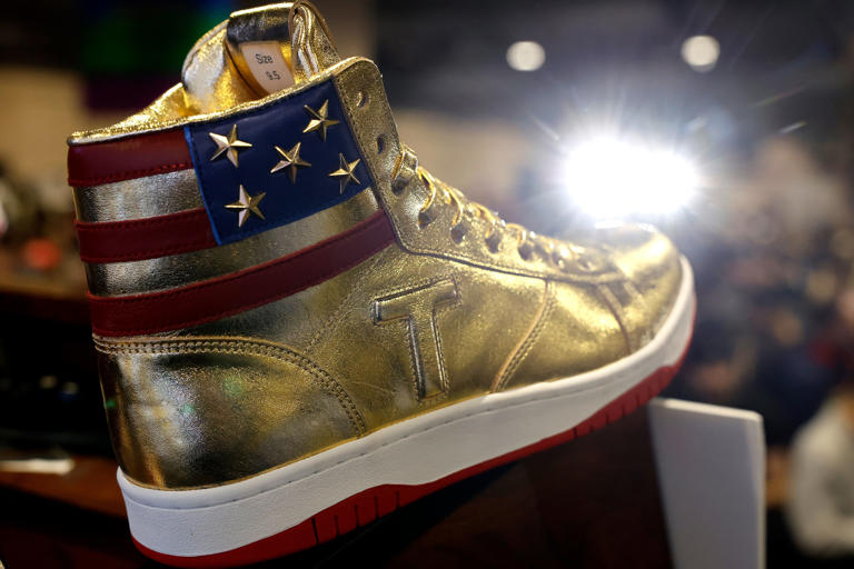 Golden high-top shoes: Trump’s latest attempt to cash in on his infamy