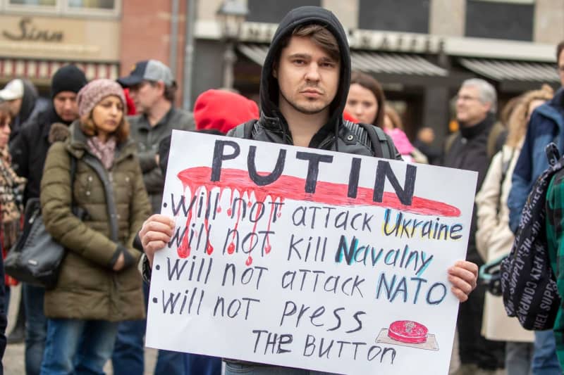 Protest In Front Of Russian Embassy In Berlin At Navalny's Death