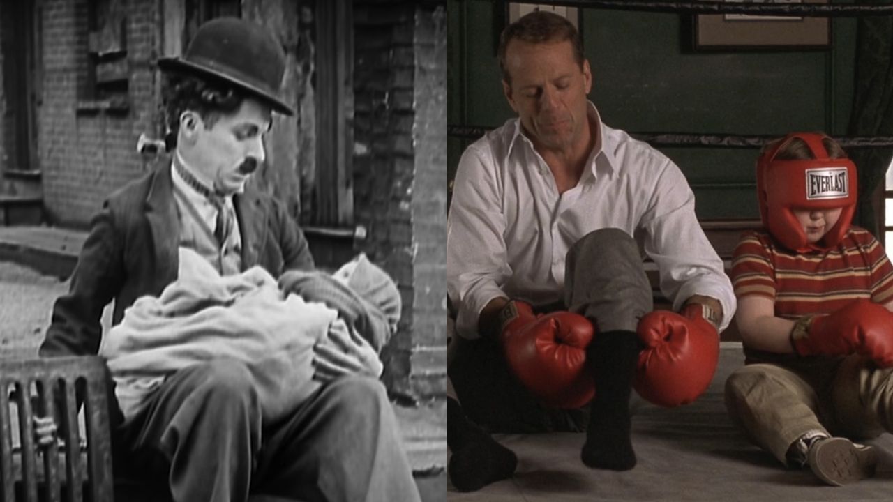 <p>                     The title of writer, director, and star Charlie Chaplin’s classic silent film era dramedy, <em>The Kid</em>, refers to an orphan of whom Chaplin’s “The Tramp” becomes the adoptive father. The title of Disney’s <em>The Kid</em> refers to Spencer Breslin’s role as a '60s-era child who meets his grown-up self (played by Bruce Willis) at the turn of the century.                   </p>