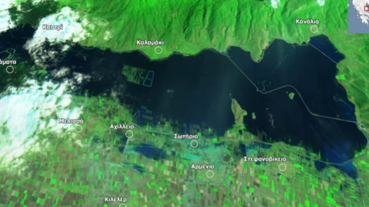 η εξέλιξη από την πλημμύρα στη λίμνη κάρλα - δορυφορικές εικόνες από τον sentinel-2
