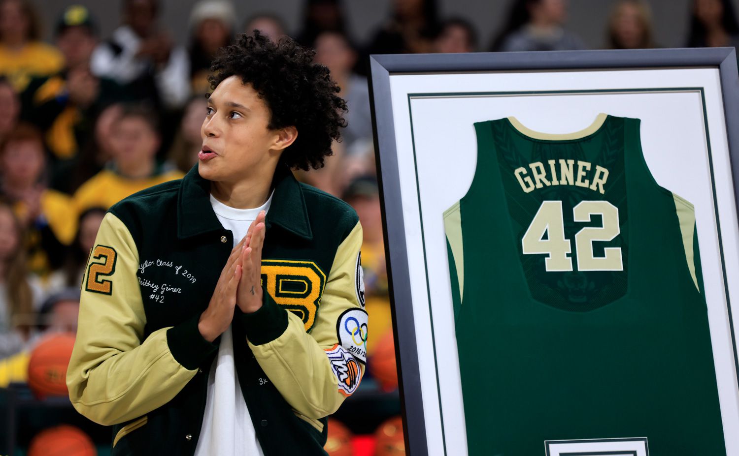 brittney griner’s no. 42 jersey retired by alma mater baylor university: i'm 'just full of emotion'