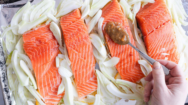 Orange Marmalade Salmon With Roasted Fennel Recipe