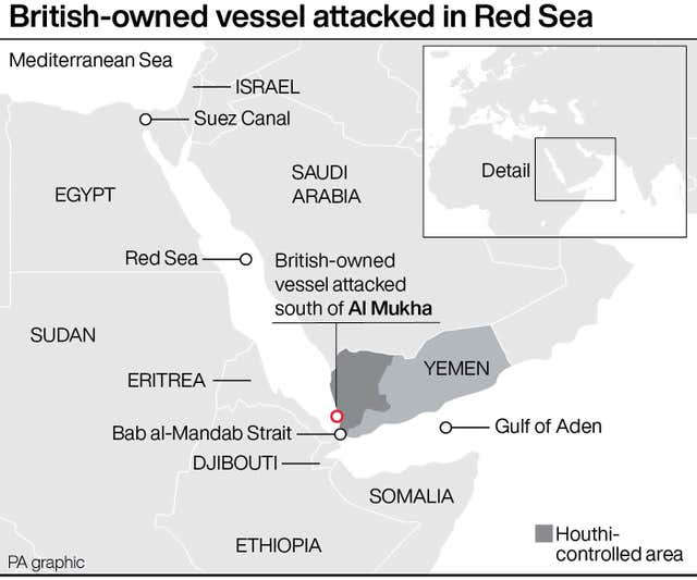 houthis claim attack which damaged uk-registered cargo ship
