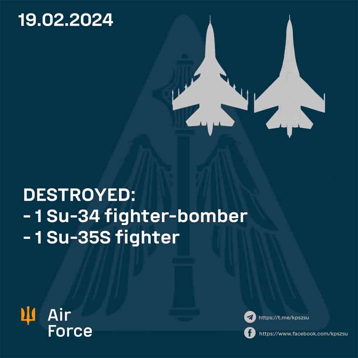 la force aérienne ukrainienne annonce la destruction de 2 autres avions de chasse russes, portant le total à 6 avions en trois jours