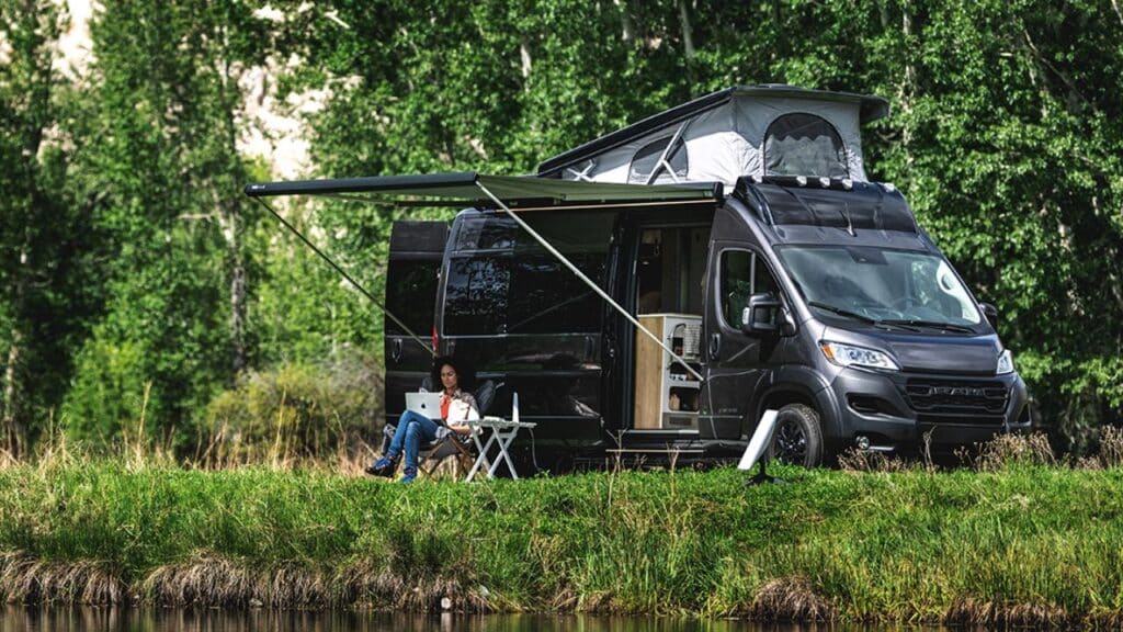 <p>The Rangeline is a <strong>European-inspired Class B RV</strong> built on the RAM ProMaster 3500 chassis that you can upgrade with a pop top.</p><p>As you walk in, you see the dining area with a removable expandible table right behind the swiveling front seats. To its left, there’s a wet bath that’s cleverly designed to offer a lot of space to shower while keeping access to the rear open. </p><p>In the back, <strong>there’s a Murphy bed that allows you to store large items, like bikes,</strong> during the day. The galley kitchen is on the right-hand side of the vehicle. It’s space-efficient, yet incredible. It features a 3.2 cubic feet refrigerator and freezer, a microwave, a portable 1,000-watt induction cooktop, soft-close drawers, and sleek open cubbies.</p><p><a href="https://www.airstream.com/touring-coaches/rangeline/"><strong>Find out more about the Aistreat Rangeline here.</strong></a></p>