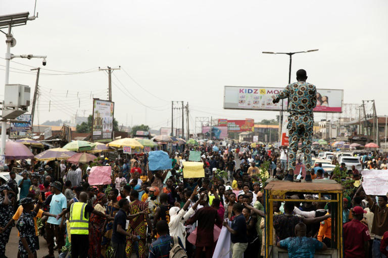 Manifestation contre la hausse du coût de la vie à Ibadan, le 19 février 2024