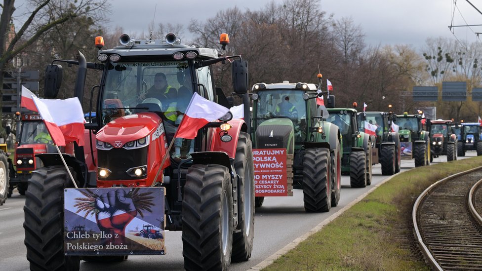 polish farmers block ukraine border in grain row