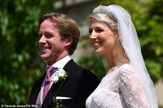 inside lady gabriella's wedding to thomas kingston at st george's chapel - where the late queen's cousin wore a stunning luisa beccaria gown - as she mourns his sudden death, aged 45
