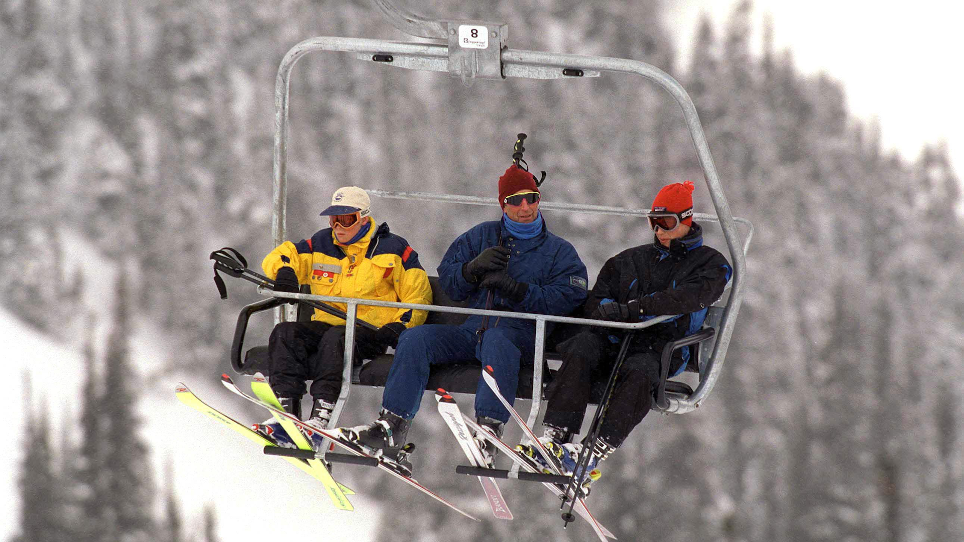 <p>                     The royals often try to squeeze in some downtime between duties on official trips. Prince Charles took time out for some skiing with his teenage sons in Whistler, British Colombia during a visit to Canada in 1998. The family time was even more important given it was less than a year since their mother Princess Diana had died.                   </p>