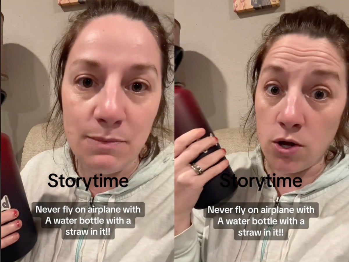 woman warns travellers about bringing water bottles with straws on planes