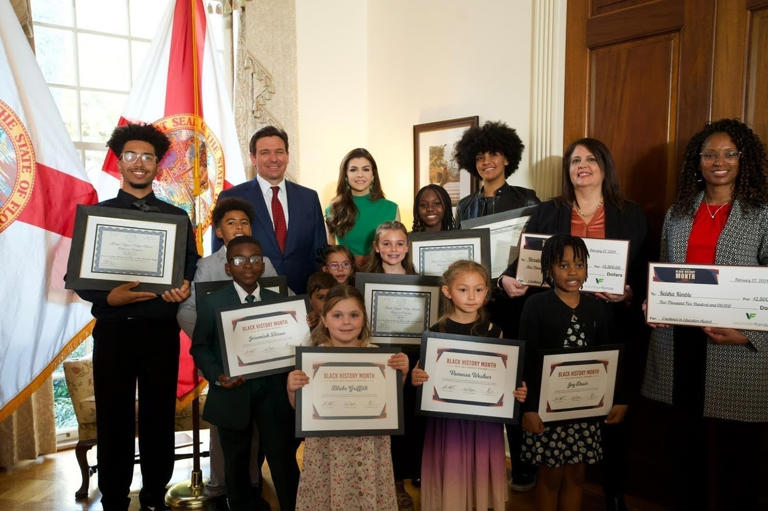 Governor DeSantis recognized educators and announced the winners of the student art and essay contest.