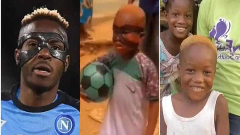 Victor Osimhen offre des millions à un petit garçon habillé comme lui en Côte d’Ivoire: Vidéos