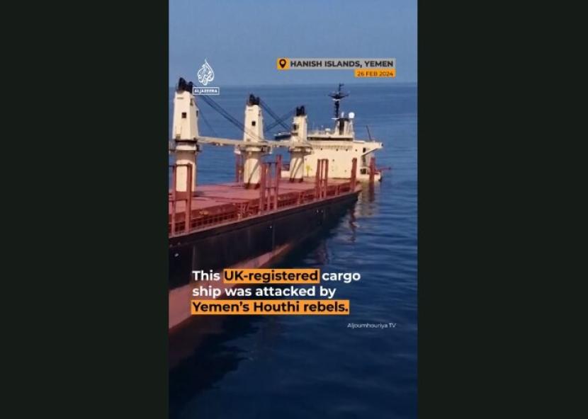 kapal kargo inggris tenggelam terkena serangan houthi