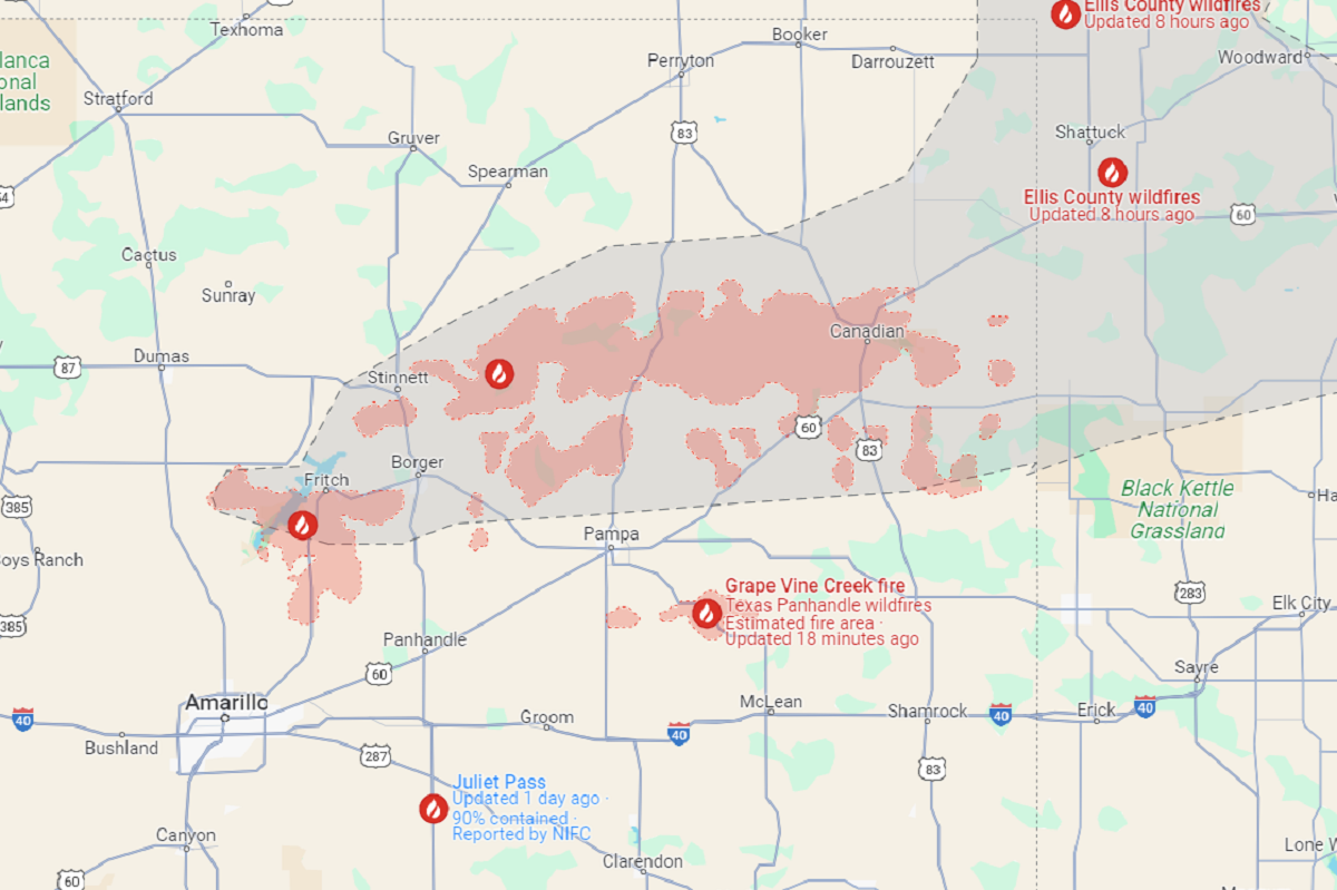 Texas Wildfire Map Update As Smokehouse Creek Fire Sparks Mass Evacuations   BB1j2rjd.img