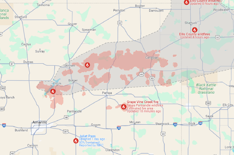 Texas Wildfire Map, Update as Smokehouse Creek Fire Sparks Mass Evacuations