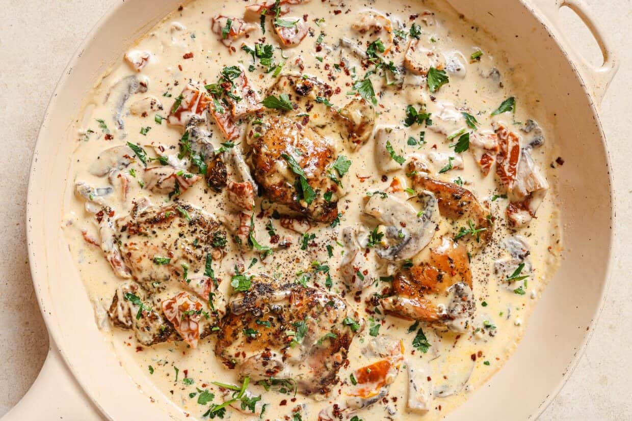 <p>In just 30 minutes, prepare chicken in a creamy mushroom sauce, all in one skillet. Great to end a busy day with a mix of comforting flavors, easy to make. A fantastic alternative to takeout.<br><strong>Get the Recipe: </strong><a href="https://realbalanced.com/recipe/creamy-mushroom-sauce-chicken-thighs/?utm_source=msn&utm_medium=page&utm_campaign=msn">Chicken with Creamy Mushroom Sauce</a></p>