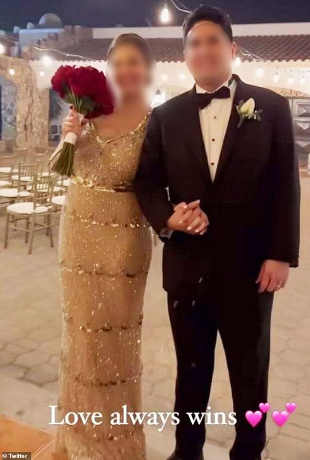 bride is splattered with red paint as she's walking down the aisle - amid claims her groom's 'unhinged' mom arranged attack... before later attempting to steal her son's passport to ruin his honeymoon