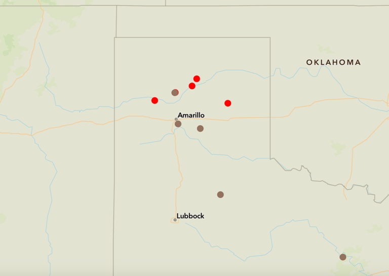 Texas wildfires Map of blazes ravaging the Panhandle