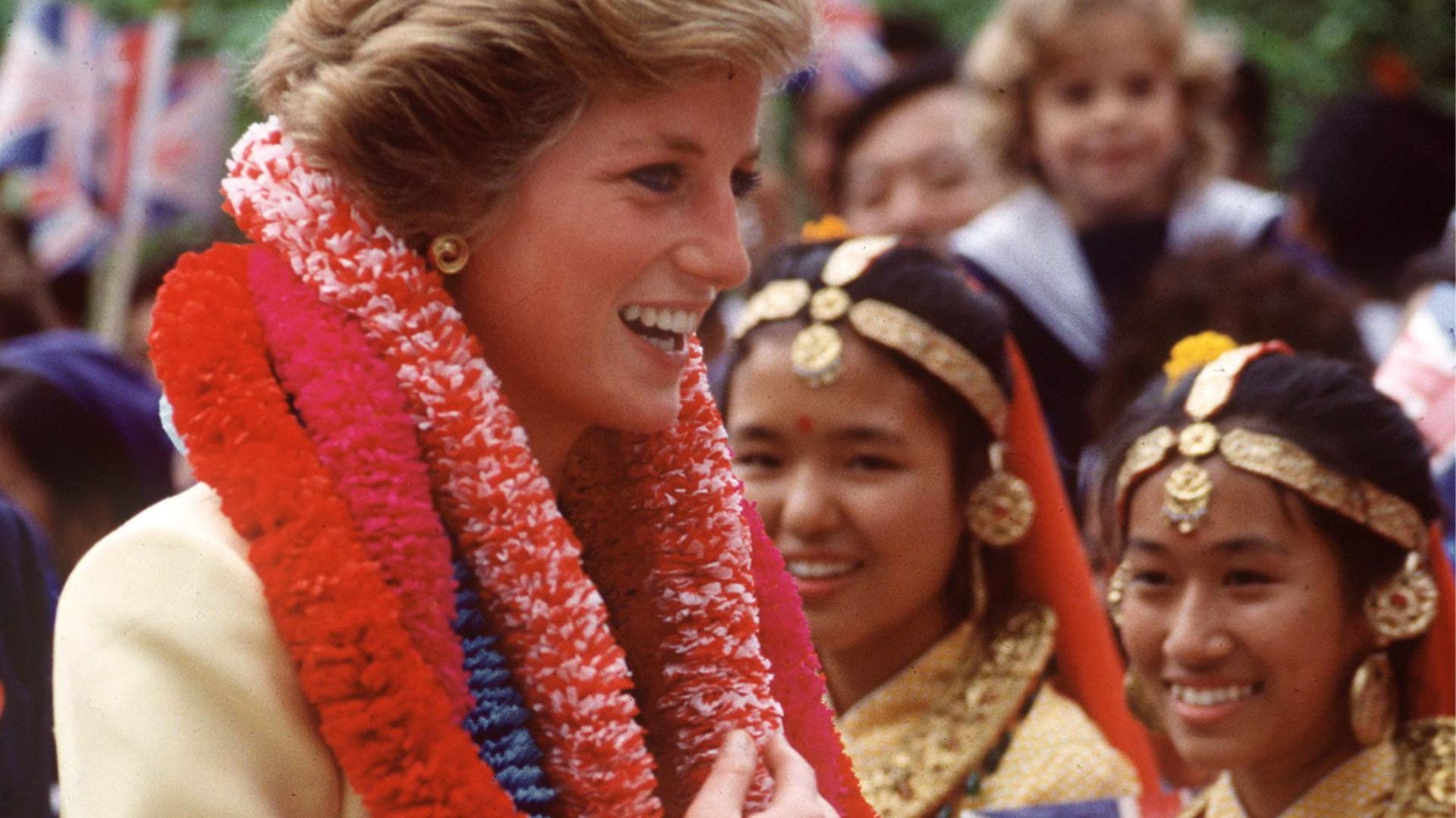 <p>                     It’s been said that Diana loved Hong Kong so much she was about to make her third trip to the city before her untimely death. Seen here on her first trip to the bustling metropolis, she was presented with garlands on a visit to Has Tamar, a British Forces shore base. During her second visit, the princess checked into a suite on the 24th floor of the Mandarin Oriental Hotel and later attended a dinner in aid of the Leprosy Mission at The Peninsula Hotel.                   </p>