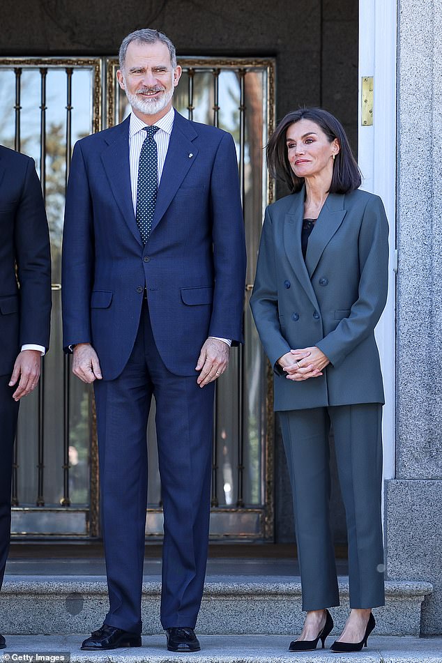 queen letizia of spain debuts a chic new haircut as she receives the president of paraguay in madrid - one day after jetting off to england for king constantine's memorial