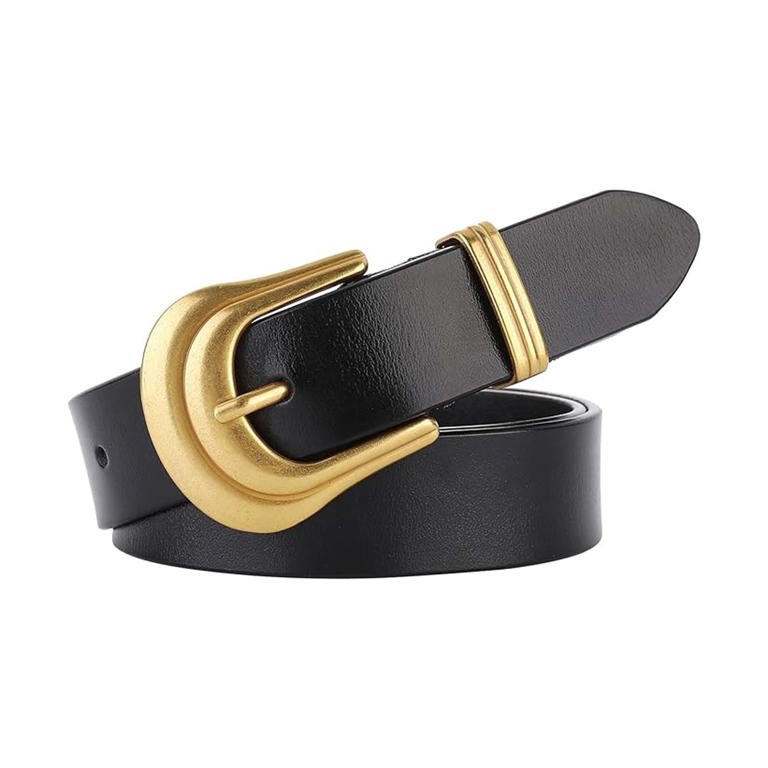 VONMELLI 2 Pack Women's Leather Belts for Jeans Pants Fashion Gold