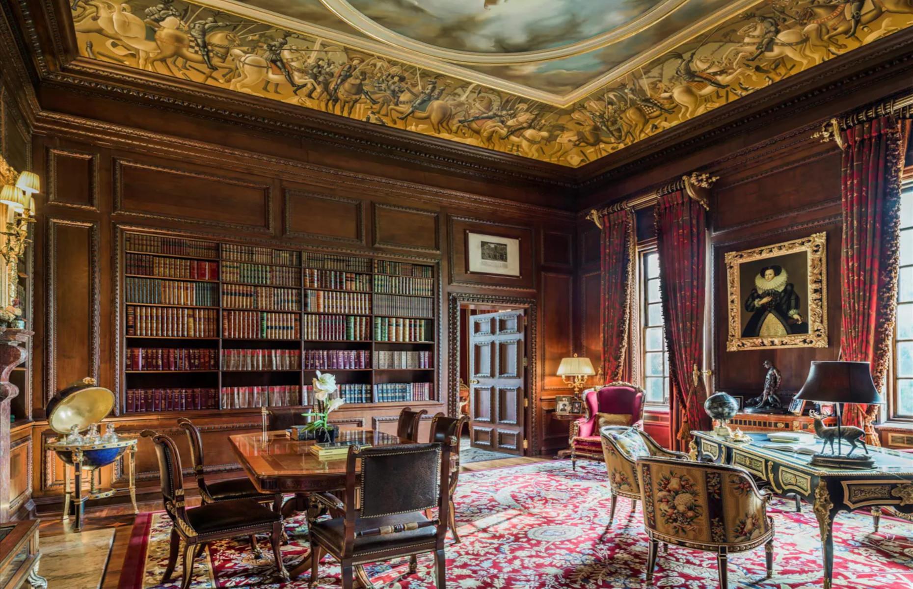 <p>The Grade I-listed manor house comprises a jaw-dropping 28,500 square feet of space, including 12 reception rooms, 12 bedroom suites, 14 bathrooms, family and catering kitchens, a private chapel, two staircases and an elevator.</p>  <p>As Morgan was a renowned art collector, the home is unsurprisingly well stocked with hand-painted ceiling frescos, custom crystal chandeliers, silk wall panels and curtains and even a handwoven carpet inspired by one in Buckingham Palace.</p>