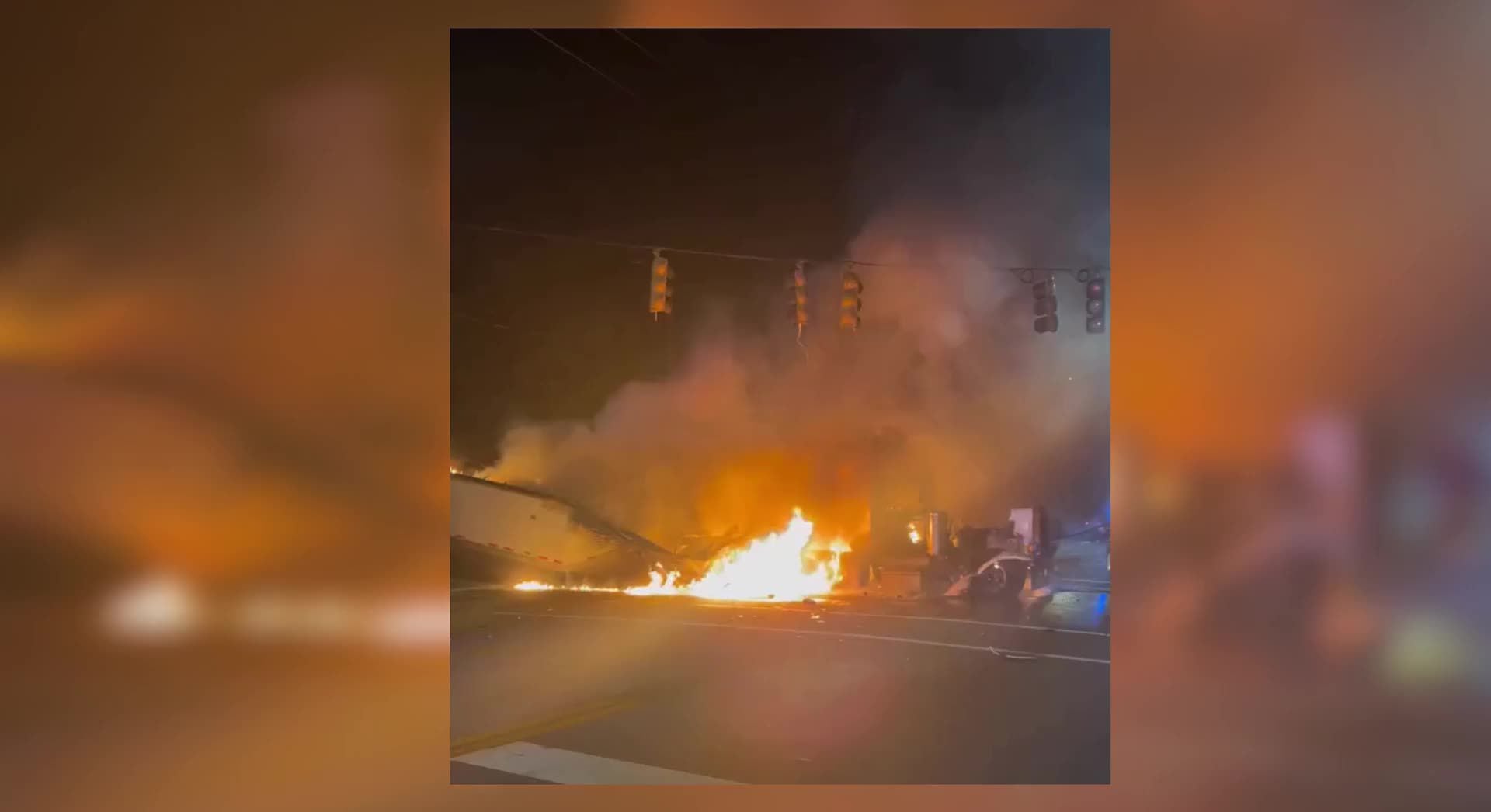 WATCH: 3 Hospitalized After Semi-truck Bursts Into Flames In Crash