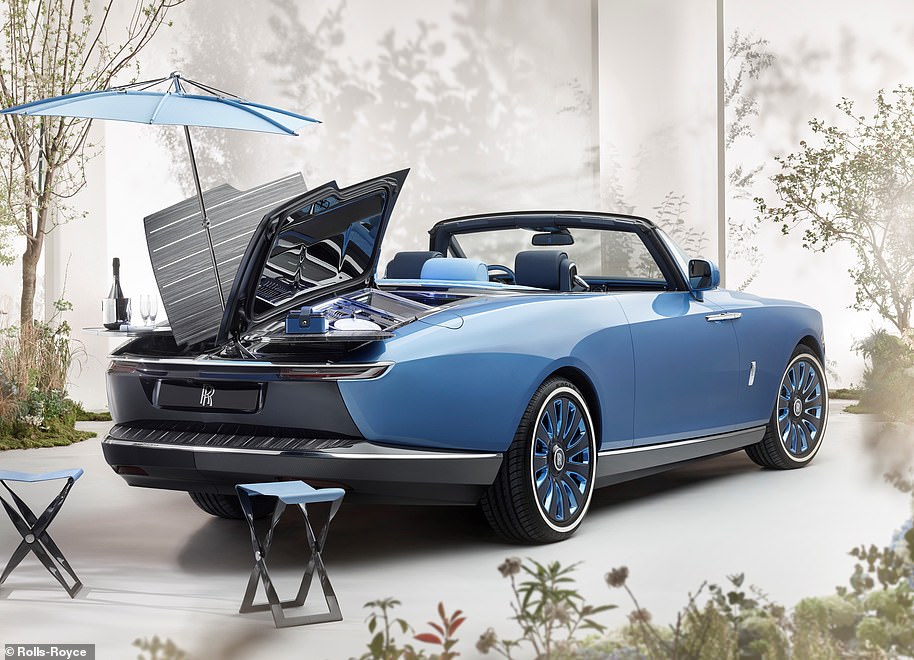 the world's most expensive new car: rolls-royce unveils its one-off droptail arcadia - a bespoke vehicle for a wealthy client that costs £25m