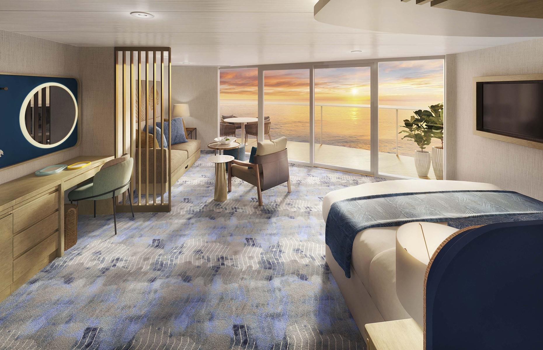 <p>While room prices have since increased for week-long voyages, you don't need to be super-rich to board this super-sized ship. <em>Icon</em> offers 28 different room types, giving guests options to suit all needs, whether they're looking for affordability, stunning sea views, or a family-oriented vacation experience.</p>  <p>According to <em>Forbes</em>, interior rooms now range between $1,851 and $3,300, while exterior rooms span from $2,061 to $4,119. Balcony rooms, which offer a more premium guest experience, start at $2,249 and can reach up to $5,245.</p>  <p>Meanwhile, luxury Sunset Suites (pictured) cost a staggering $10,864 per week per person for those looking to splurge. Costs vary depending on the time of the year, with March to September the peak time to travel. </p>