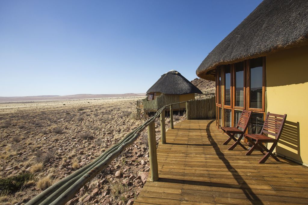 <p>This super sustainable lodge is on the edge of the world’s oldest living desert, in the NamibRand Nature Reserve. </p>  <p>The ten suites here feature glass walls and are<strong> fully solar-powered</strong>. They create enough electricity to power everything in the lodge, from the swimming pools to the air conditioning and recycling systems.</p>