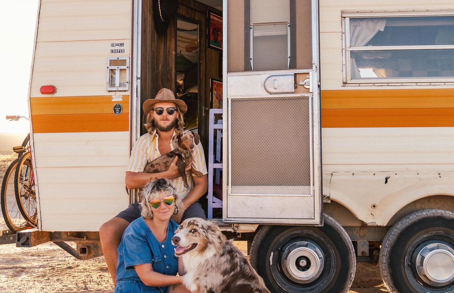 <p>Ariane Walder and her partner Zach live in a 152 square-foot (14sqm) 1976 campervan after needing to escape intense non-profit jobs and "the grind." They document their nomadic and bohemian lifestyle on their Instagram account <a href="https://www.instagram.com/with.love.and.dirt/?hl=en">@with.love.and.dirt</a>. The creative couple bought their 1970s van in 2021 and set to work renovating and injecting their own personalities into the small-but-mighty trailer. Their maiden voyage came eight months later, which unexpectedly took them to Las Vegas. </p>  <p><strong>Liking this? Click on the Follow button above for more great stories from loveEXPLORING</strong></p>