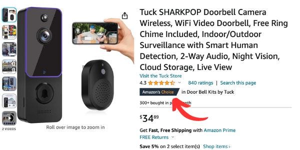 amazon, amazon recommends video doorbells that can let anyone spy on you, report finds