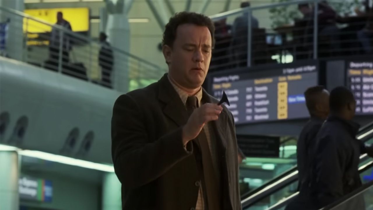 <p>                     In director Steven Spielberg's <em>The Terminal,</em> Tom Hanks plays an immigrant who is legally unable to enter the U.S., but also unable to return to his war-torn country either. He is then forced to live in John F. Kennedy Airport until further notice, which ends up providing him with a relatively enlightening portrait of American culture.                   </p>